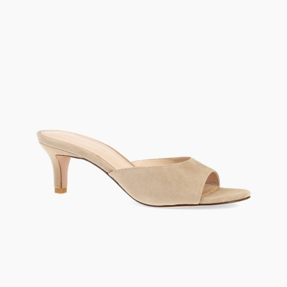 Pelle Moda Beige Suede Open-Toe Mule